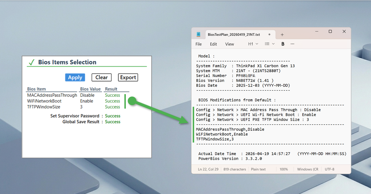 Apply Results and Export items.